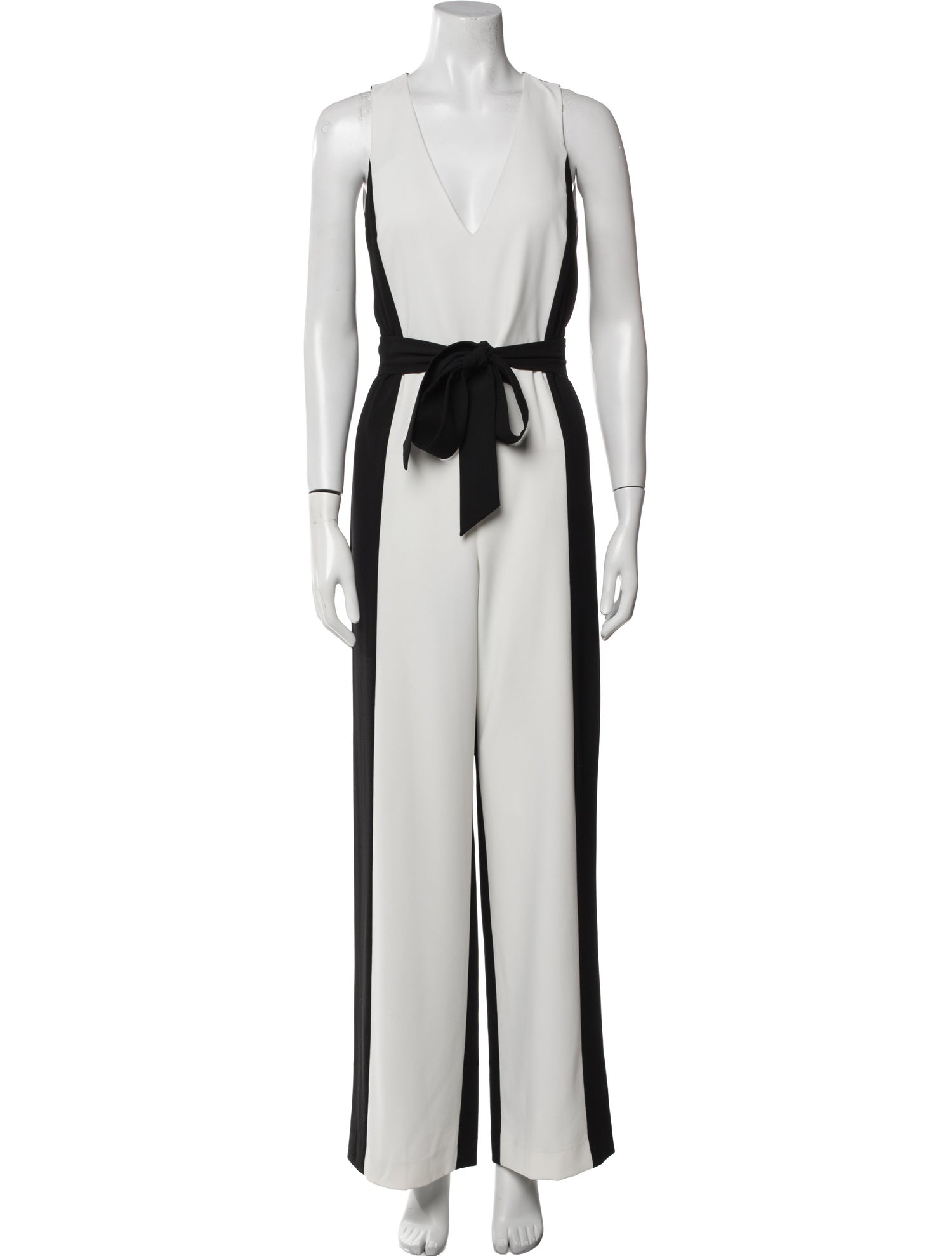 Alice + Olivia Colorblock Pattern Plunge Neckline Jumpsuit