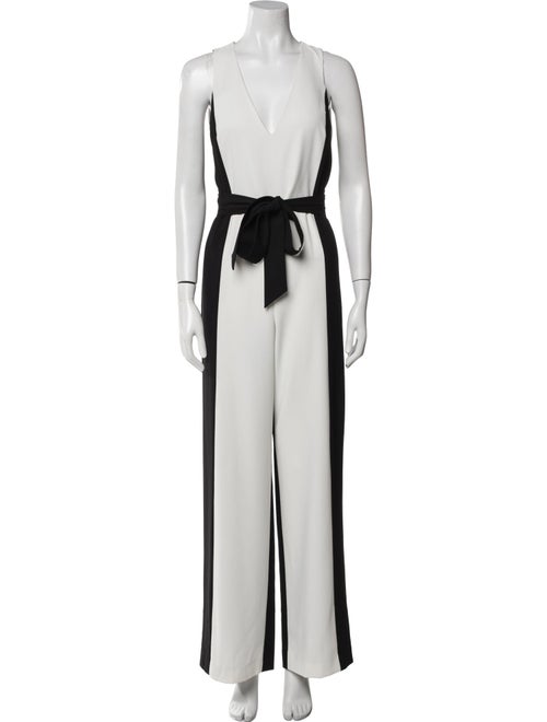 Alice + Olivia Colorblock Pattern Plunge Neckline Jumpsuit