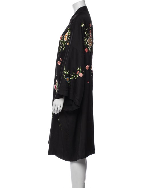 Alice + Olivia Floral Print Embroidered Accent Robe