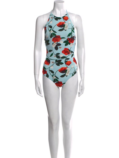 Alice + Olivia Floral Print Halterneck Bodysuit