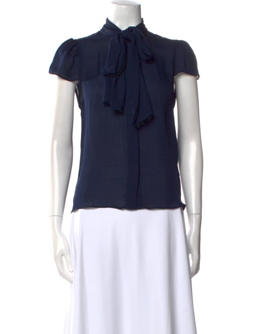 Alice + Olivia Silk Mock Neck Button-Up Top