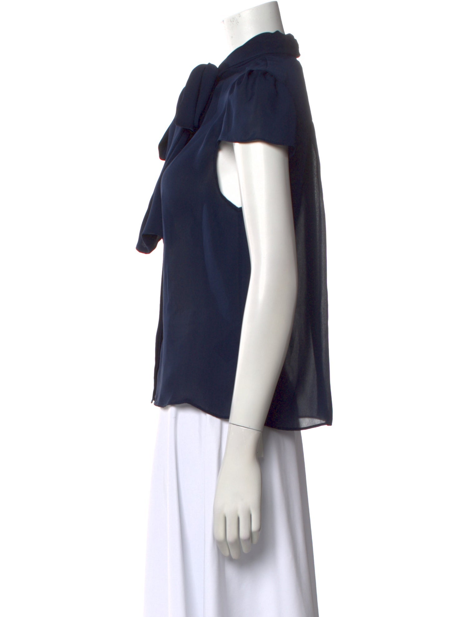 Alice + Olivia Silk Mock Neck Button-Up Top