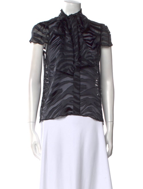 Alice + Olivia Mock Neck Short Sleeve Button-Up Top