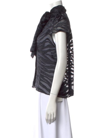 Alice + Olivia Mock Neck Short Sleeve Button-Up Top