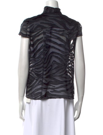 Alice + Olivia Mock Neck Short Sleeve Button-Up Top