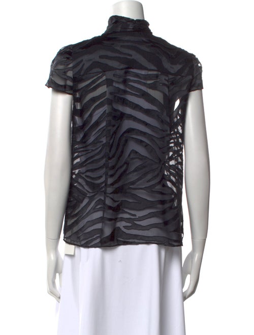 Alice + Olivia Mock Neck Short Sleeve Button-Up Top