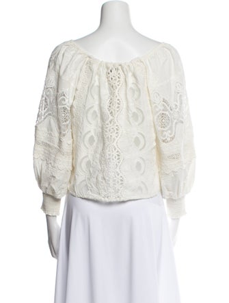 Alice + Olivia Lace Pattern Tie Neck Crop Top