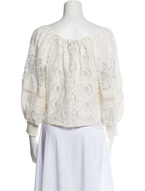 Alice + Olivia Lace Pattern Tie Neck Crop Top