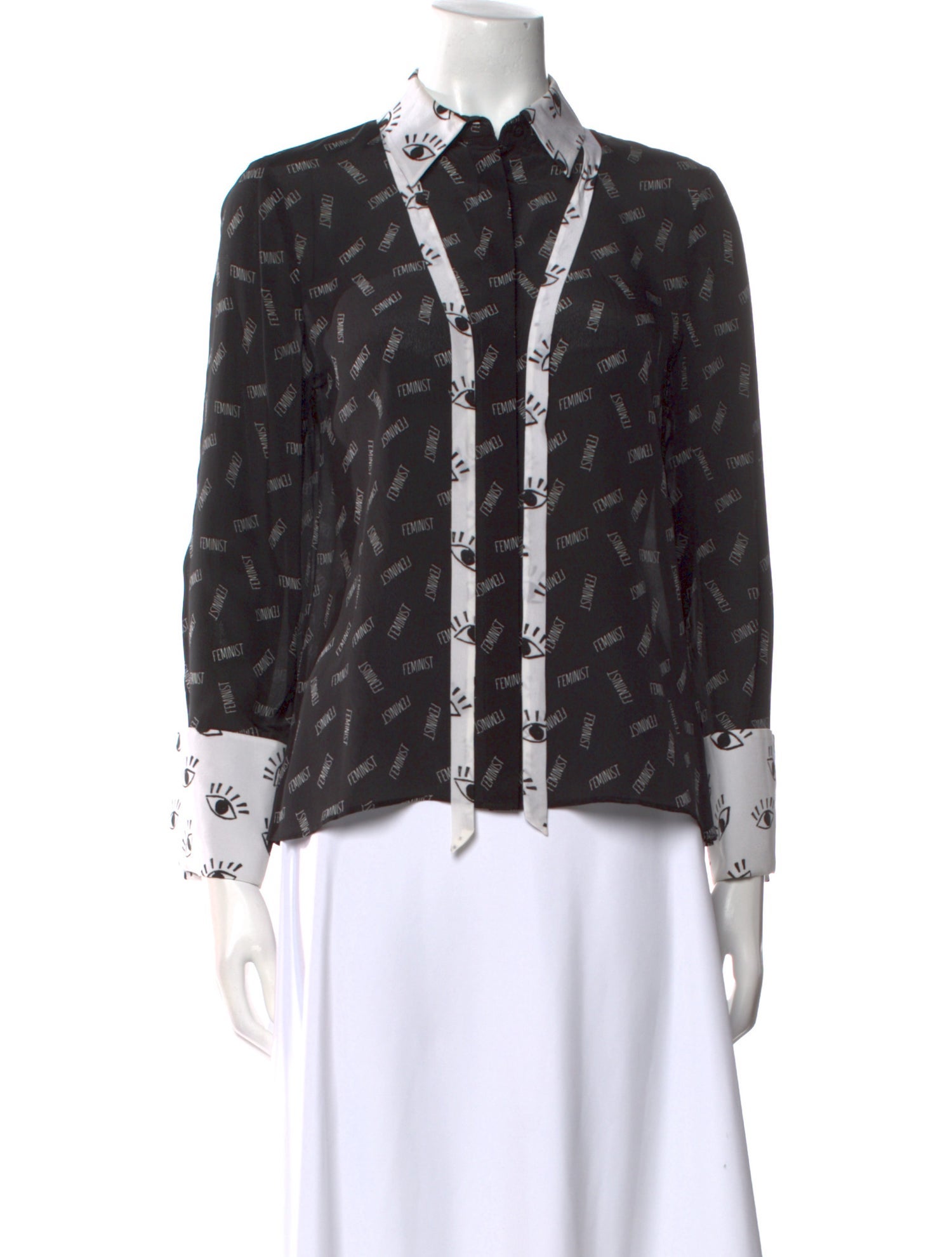 Alice + Olivia Silk Printed Button-Up Top