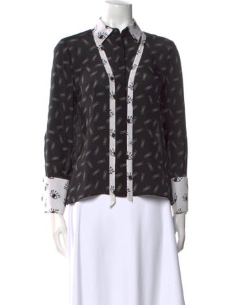Alice + Olivia Silk Printed Button-Up Top
