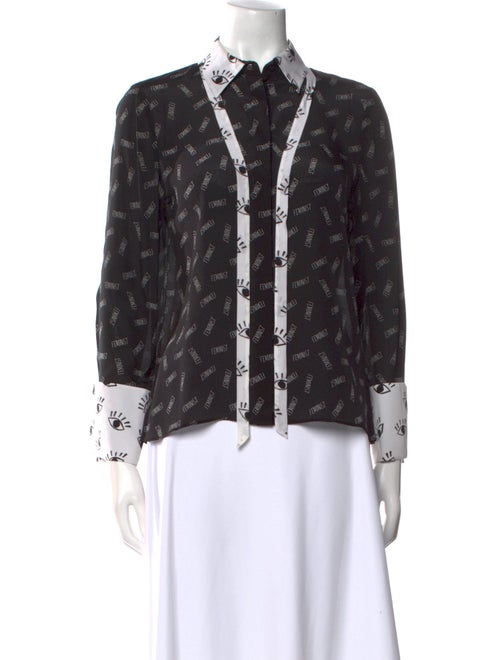 Alice + Olivia Silk Printed Button-Up Top