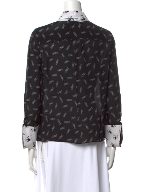 Alice + Olivia Silk Printed Button-Up Top