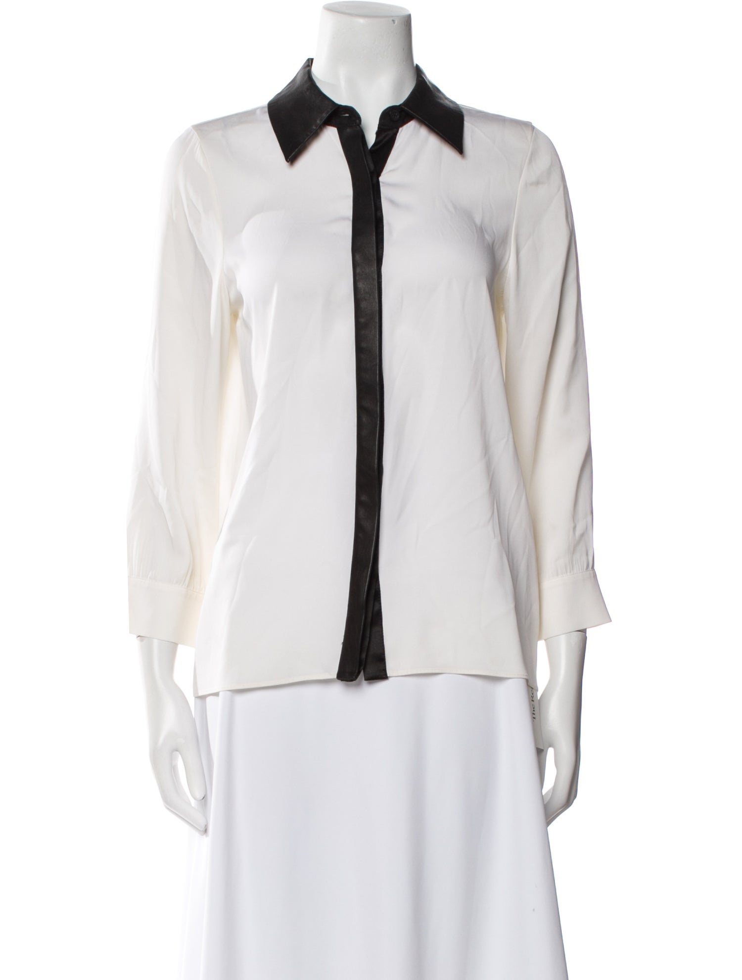 Alice + Olivia Silk Three-Quarter Sleeve Button-Up Top