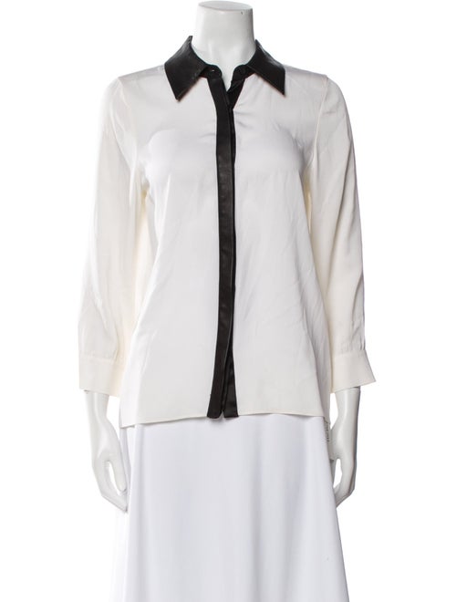 Alice + Olivia Silk Three-Quarter Sleeve Button-Up Top