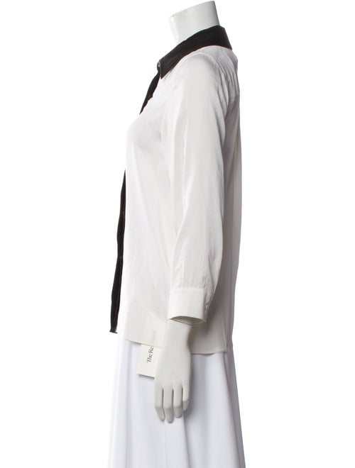 Alice + Olivia Silk Three-Quarter Sleeve Button-Up Top