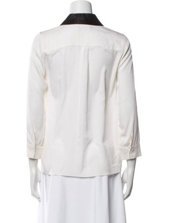 Alice + Olivia Silk Three-Quarter Sleeve Button-Up Top