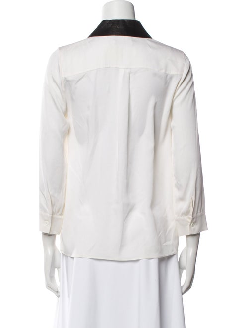 Alice + Olivia Silk Three-Quarter Sleeve Button-Up Top