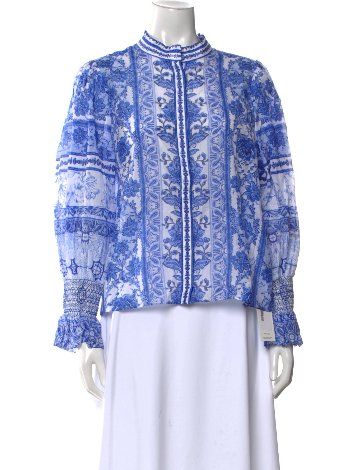 Alice + Olivia Printed Mock Neck Button-Up Top w/ Tags