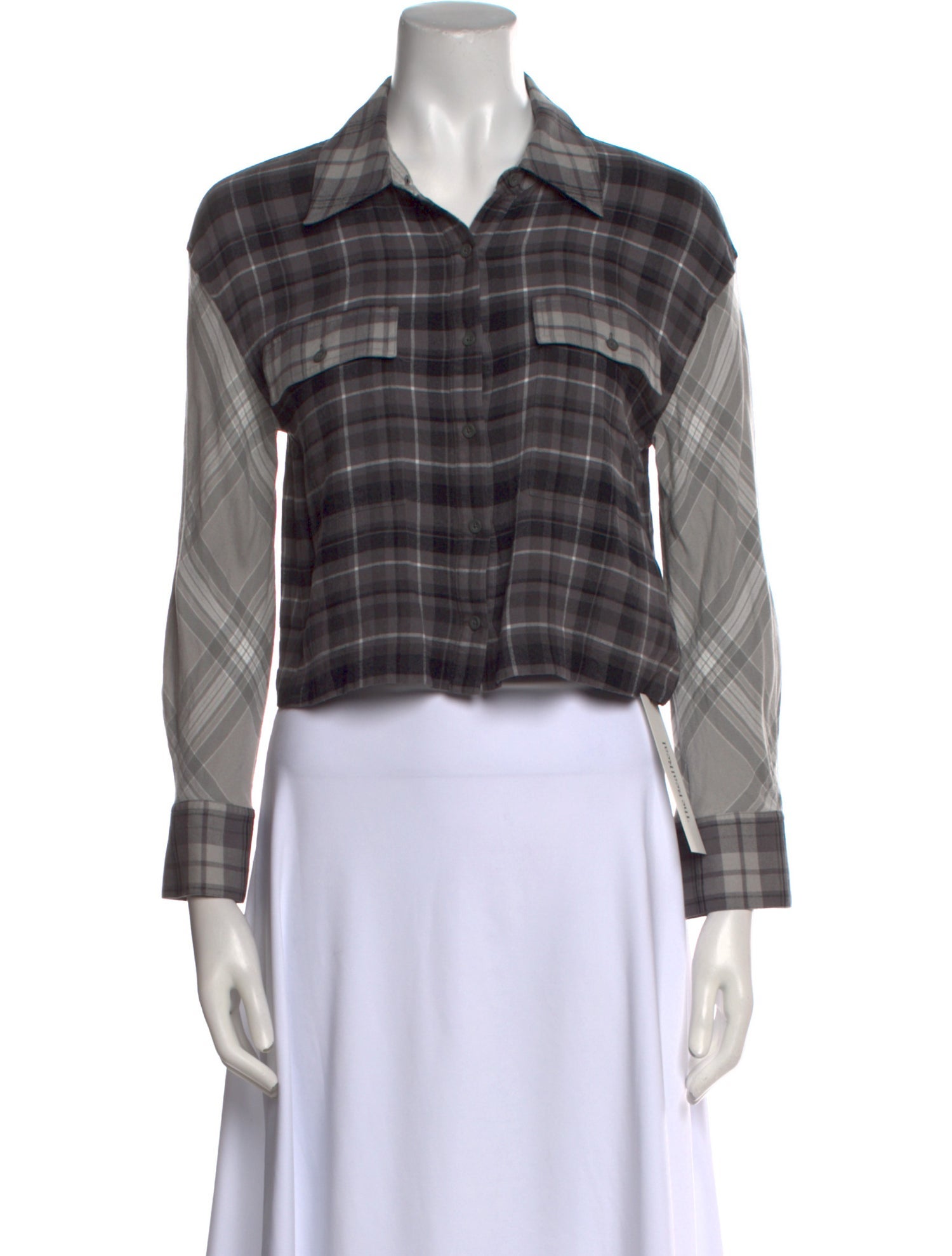 Alice + Olivia Plaid Print Long Sleeve Button-Up Top