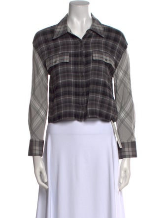 Alice + Olivia Plaid Print Long Sleeve Button-Up Top