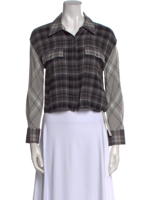 Alice + Olivia Plaid Print Long Sleeve Button-Up Top