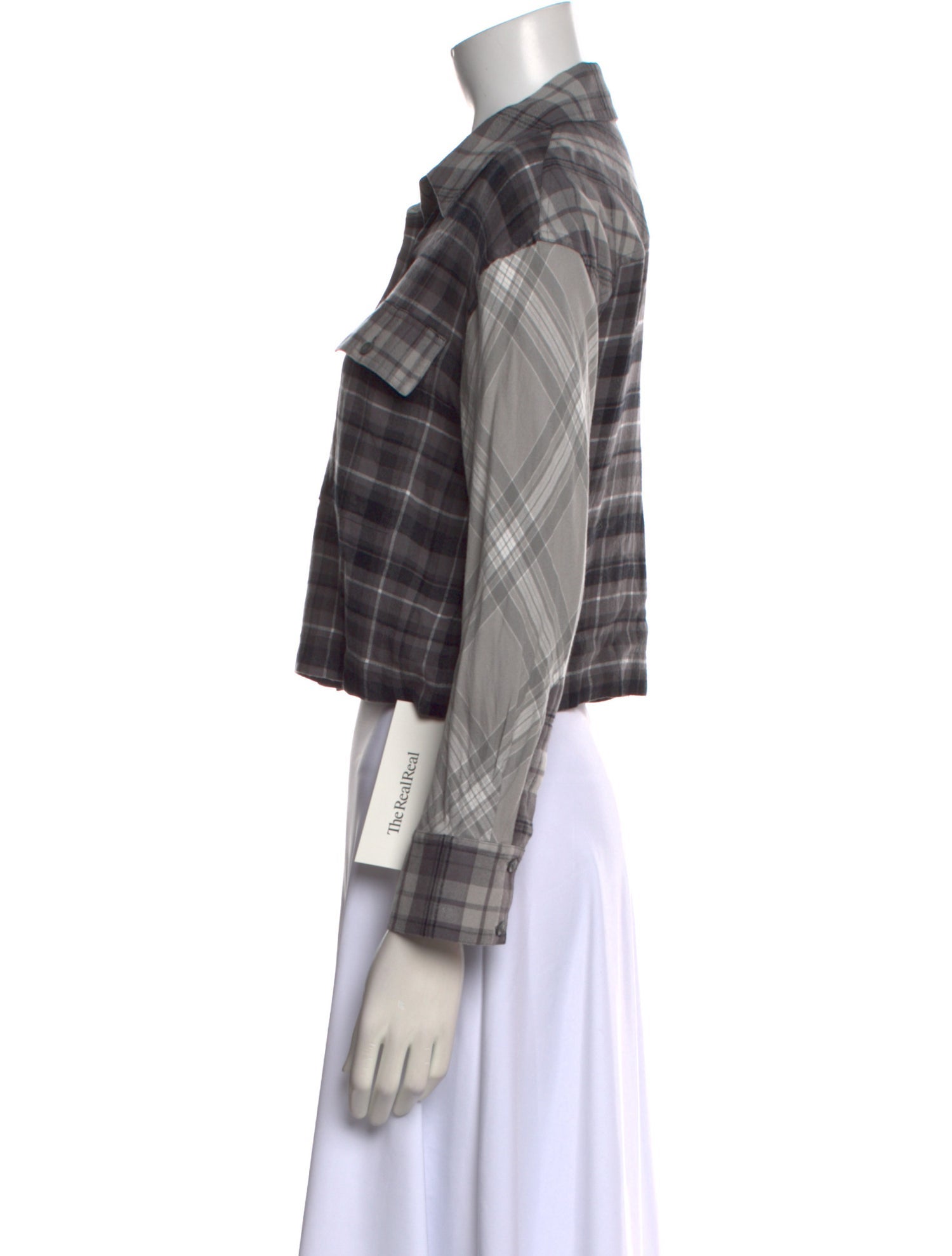 Alice + Olivia Plaid Print Long Sleeve Button-Up Top