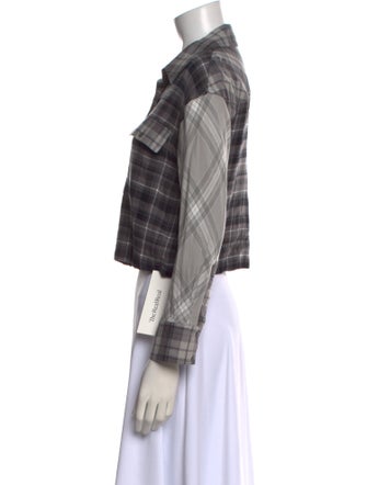 Alice + Olivia Plaid Print Long Sleeve Button-Up Top