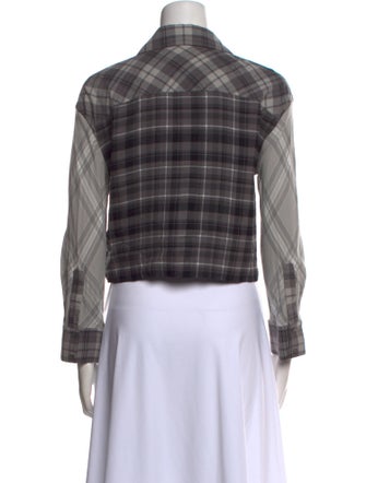 Alice + Olivia Plaid Print Long Sleeve Button-Up Top