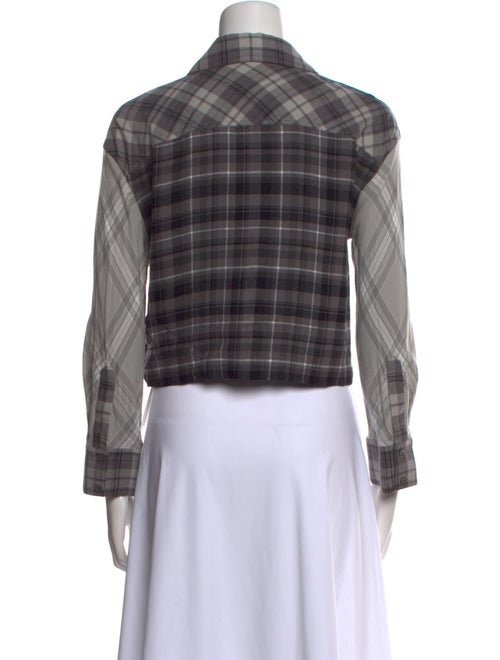 Alice + Olivia Plaid Print Long Sleeve Button-Up Top
