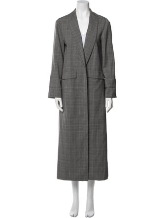 Alice + Olivia Virgin Wool Plaid Print Trench Coat