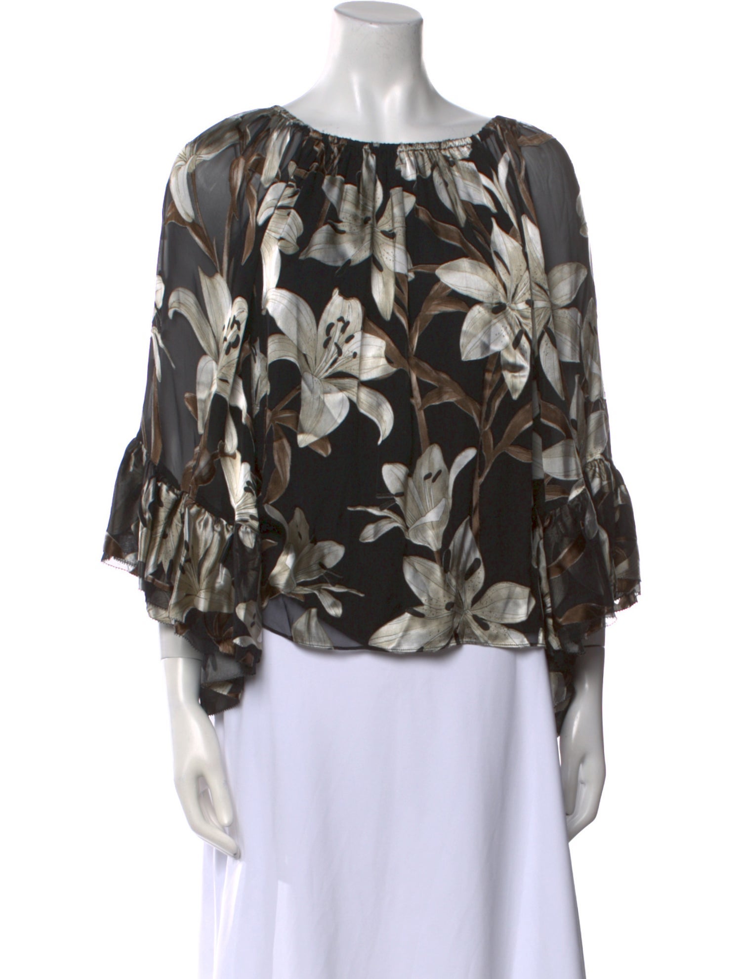 Alice + Olivia Floral Print Bateau Neckline Blouse w/ Tags