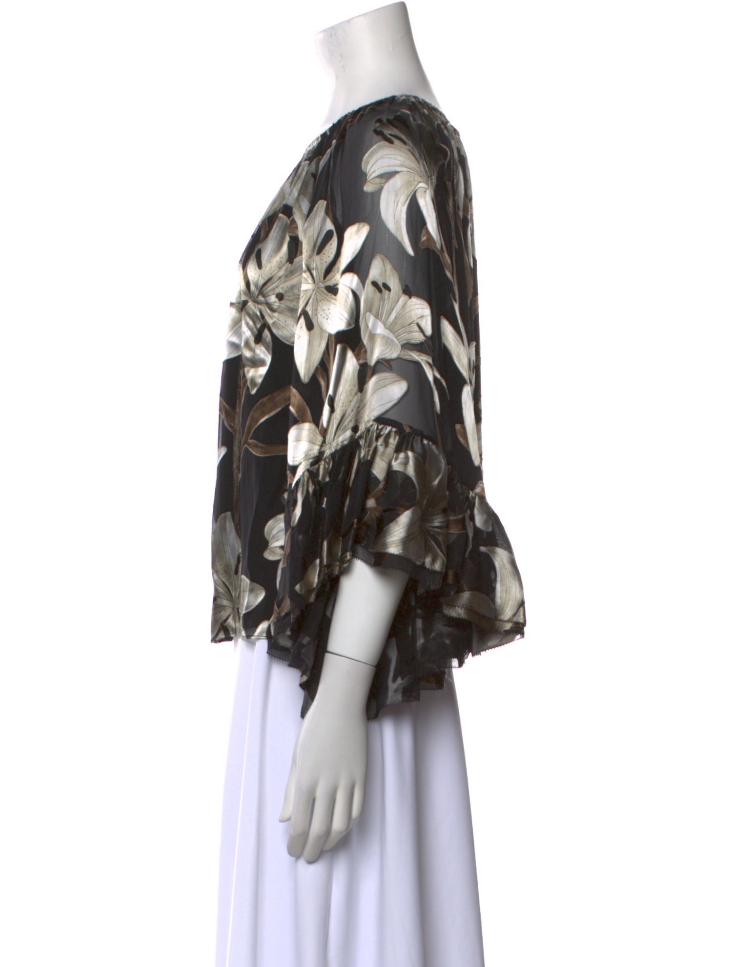 Alice + Olivia Floral Print Bateau Neckline Blouse w/ Tags