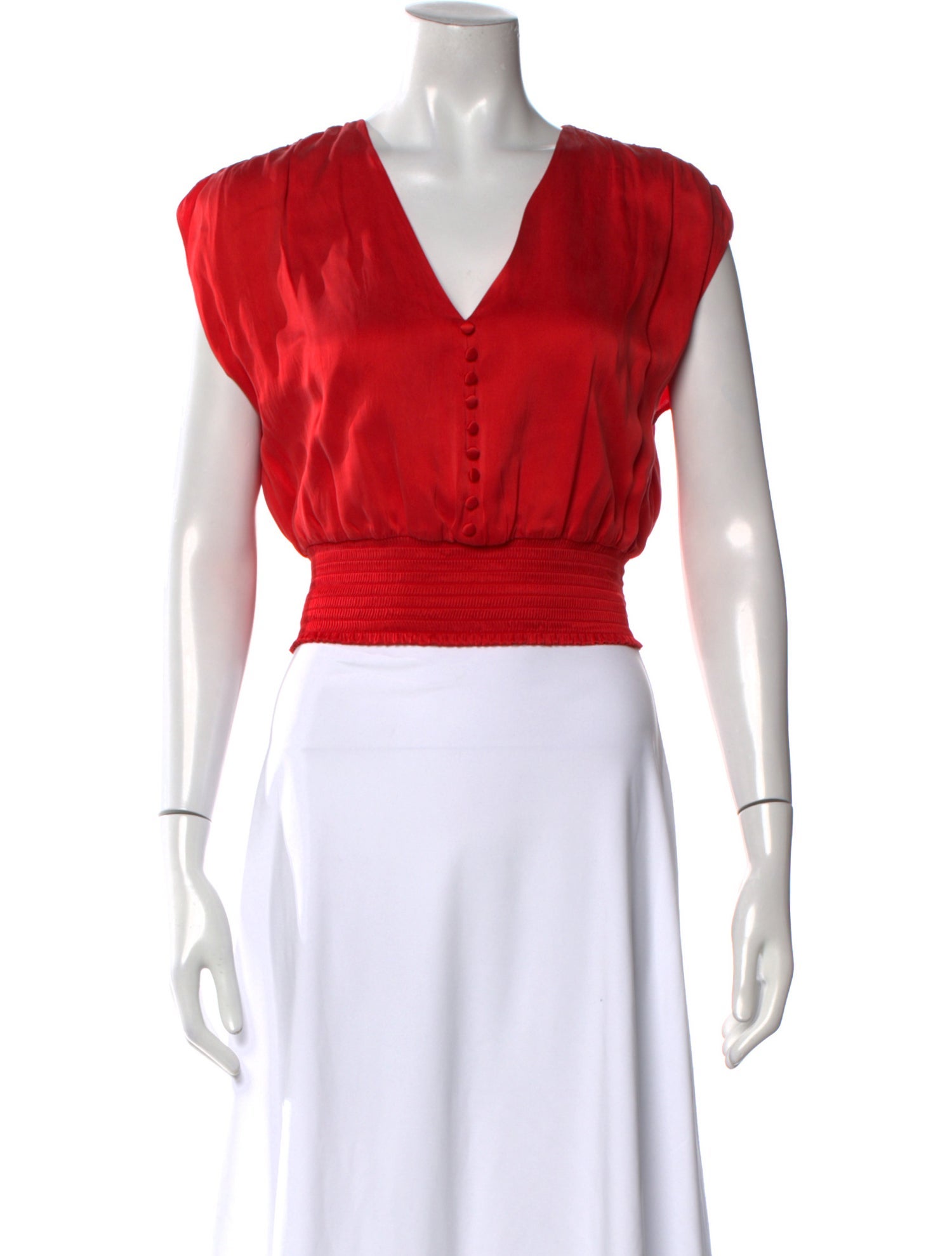 Alice + Olivia Silk V-Neck Crop Top