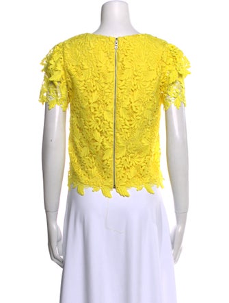 Alice + Olivia Lace Pattern Crew Neck Crop Top