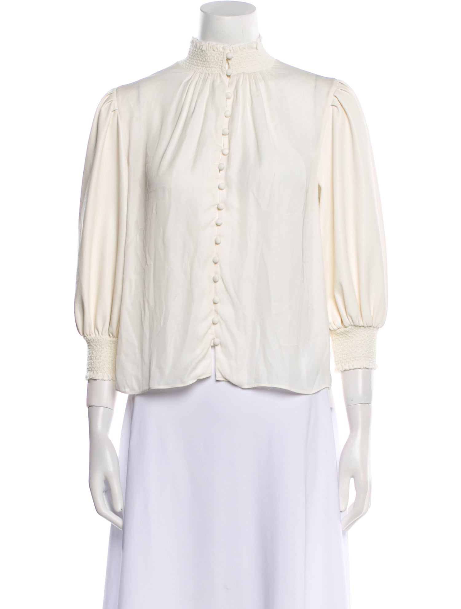 Alice + Olivia Mock Neck Three-Quarter Sleeve Blouse