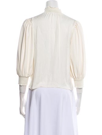 Alice + Olivia Mock Neck Three-Quarter Sleeve Blouse