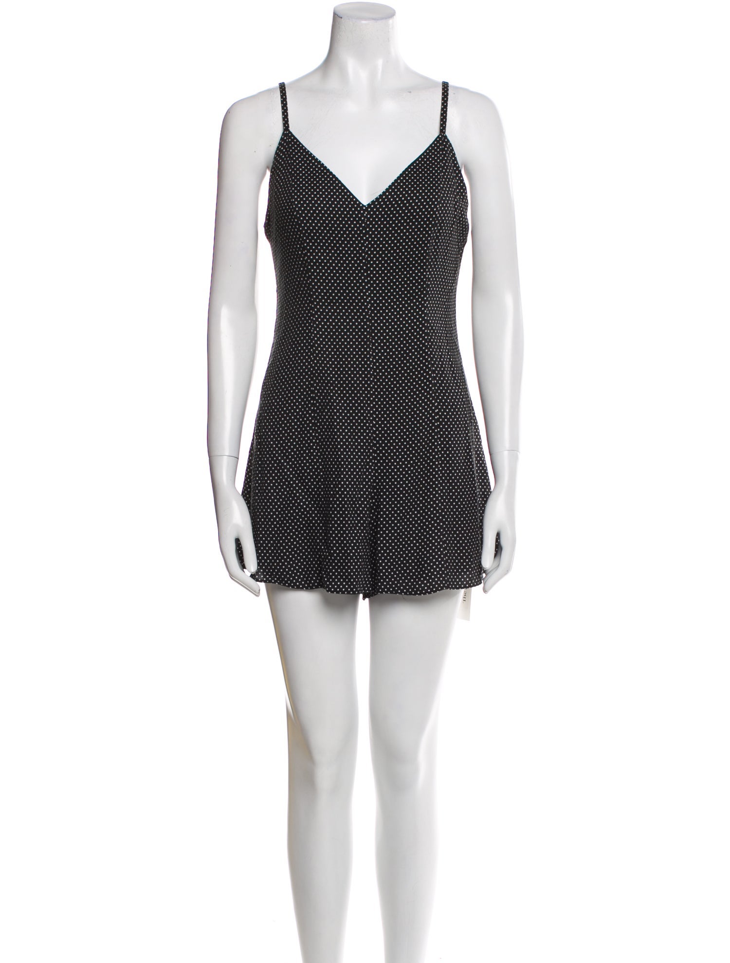 Alice + Olivia Polka Dot Print Plunge Neckline Romper