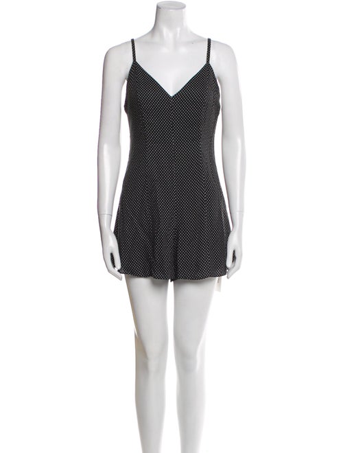 Alice + Olivia Polka Dot Print Plunge Neckline Romper