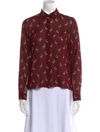 Alice + Olivia Silk Printed Button-Up Top