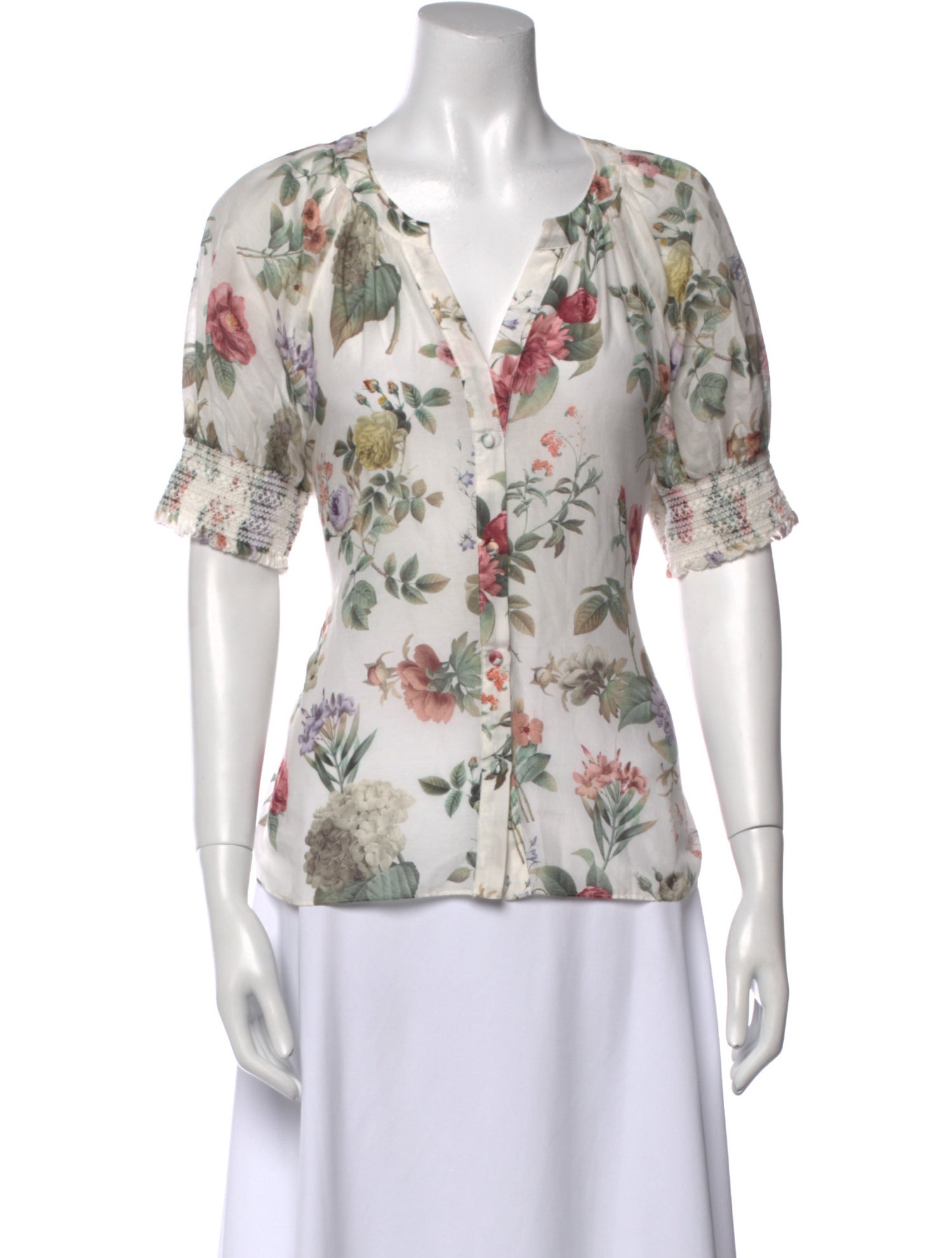 Alice + Olivia Floral Print V-Neck Blouse