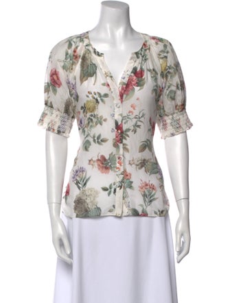Alice + Olivia Floral Print V-Neck Blouse