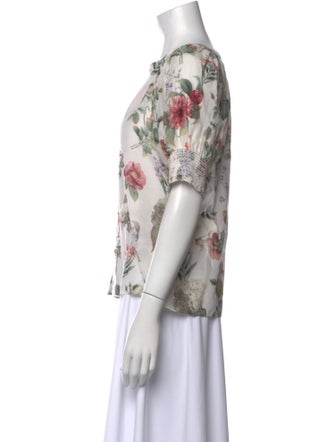 Alice + Olivia Floral Print V-Neck Blouse