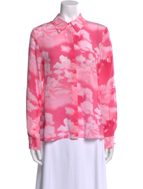 Alice + Olivia Silk Printed Button-Up Top