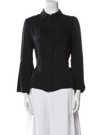 Alice + Olivia Silk Three-Quarter Sleeve Button-Up Top