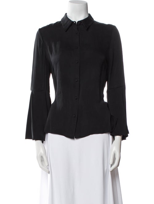 Alice + Olivia Silk Three-Quarter Sleeve Button-Up Top