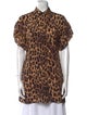 Alice + Olivia Animal Print Short Sleeve Button-Up Top