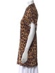 Alice + Olivia Animal Print Short Sleeve Button-Up Top