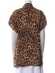 Alice + Olivia Animal Print Short Sleeve Button-Up Top