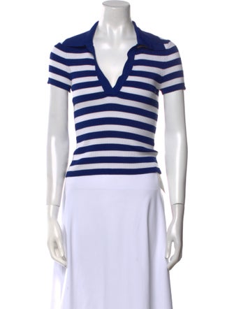 Alice + Olivia Striped V-Neck Crop Top