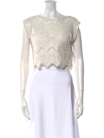 Alice + Olivia Bateau Neckline Sleeveless Crop Top